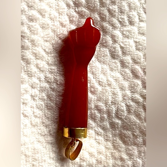 Carnelian Agate and gold  pendent for necklace - Picture 2 of 4